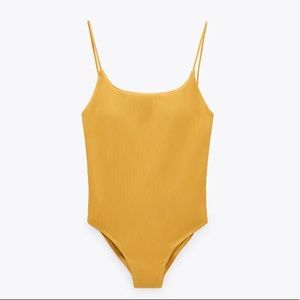 Zara Yellow One Piece Swimsuit